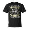 44 Years Birthday Legends Are Born In March 1980 Unisex T-Shirt