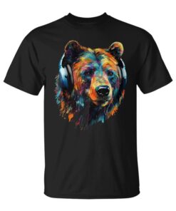 Bear Illustrations Zoo Headphones Colorful Music Animal O Unisex T-Shirt