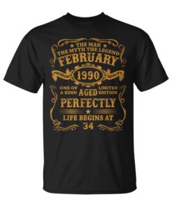 Born In 1990 34 Years Old Birthday Man Gift February 1990 Unisex T-Shirt