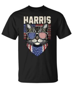 Childless Cat Lady Kamala Harris 2024 American Flag Cute Cat Unisex T-Shirt