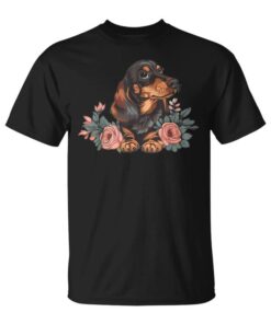 Cute Dachshund With Flowers I Dachshund Unisex T-Shirt
