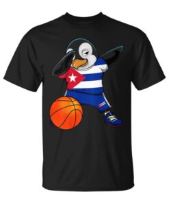 Dabbing Penguin Cuba Basketball Cuban Flag Sport Unisex T-Shirt