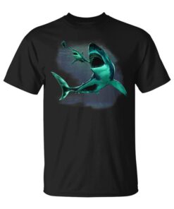 Diver Great White Shark And Megalodon Shark Unisex T-Shirt