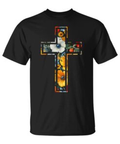 Elegant Silhouette Flowers Faith Floral Christian Cross Unisex T-Shirt