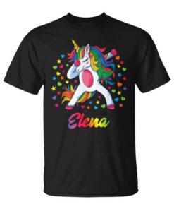 Elena Personalized Name Gift Birthday Unicorn Unisex T-Shirt