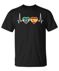Ethiopia Spain Heartbeat Ethiopian Flag Unisex T-Shirt