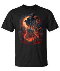 Flaming Electric Guitar In Fiery Nature With Unisex T-Shirt