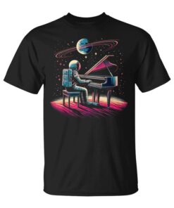 Funny Astronaut Playing The Piano Space Eman Music Pianist Unisex T-Shirt