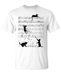 Funny Cats Playing With Musical Notes T-Shirt Unisex T-Shirt