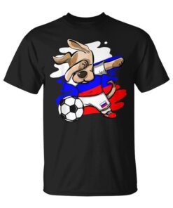Funny Dabbing Dog Football Russia Flag Sport Unisex T-Shirt