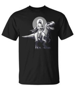 Funny Jesus Riding T-Rex Dinosaur Meme Parody For Believers Unisex T-Shirt