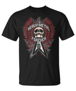 Heavy Metal Forever Skull Guitar Wings Metalhead Musician Unisex T-Shirt