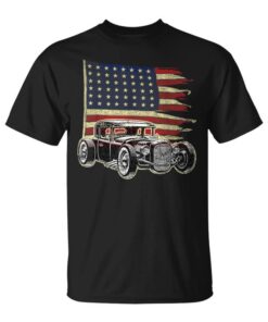 Hot Rod American Flag Muscle Car Tuning Gift Unisex T-Shirt