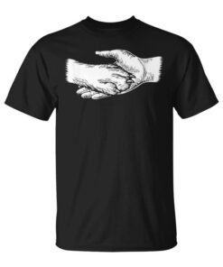 Human Hand Holding Dog Paw Friends Design Unisex T-Shirt