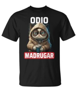 I Hate Getting Up Early Funny Saying With Cat And Coffee Phrases Unisex T-Shirt