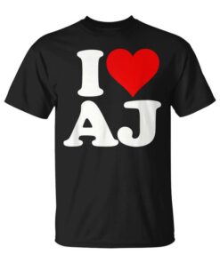 I Love Heart Aj AJ A J Initals Monogram First Name Unisex T-Shirt