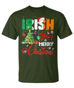 Irish You A Merry Christmas Flag Santa Irish Christmas Tree Unisex T-Shirt