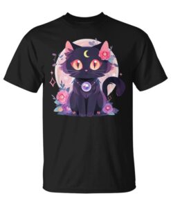 Kawaii Pastel Gothic Witch Cat Moon Cute Kitten Cat Witch Unisex T-Shirt
