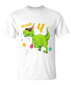 Kids 4 Years Old Birthday Dinosaur I'm 4 Years Old Boy Girl Unisex T-Shirt