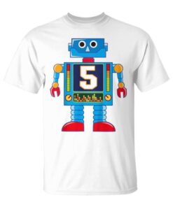 Kids 5 Years Old 5th Birthday Little Robot Birthday Unisex T-Shirt