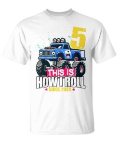 Kids 5th Birthday Shirt Monster Truck Birthday 5 Year Old Boy Unisex T-Shirt