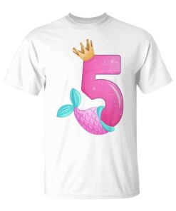Kids Birthday Girl 5 Years Old Mermaid Fin Number 5 Unisex T-Shirt