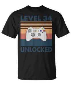 Level 34 Unlocked – Retrointage 34th Birthday Gamer Gaming Unisex T-Shirt