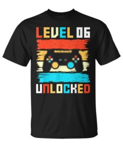 Level 6 Unlocked 6th Birthday Gamer Gifts 6 Years Old Gift Unisex T-Shirt