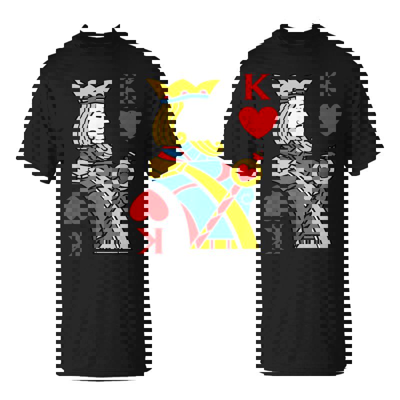 Mens King Of Hearts Queen Husband Wife Bridal Wedding Unisex T-Shirt