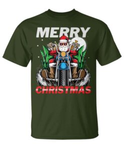Merry Christmas Santa Claus Motorcycle Christmas Tree Rudolf Unisex T-Shirt