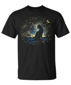 Negroan Cat Gogh Starry Night Cat Lover Owner Cat Mom Dad Unisex T-Shirt