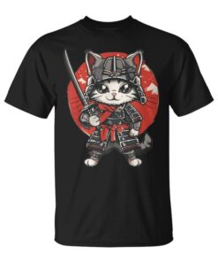 Ninja Japanese Art Cat Samurai Kitten Kawaii Unisex T-Shirt