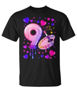 Ninth Birthday 9 Year Old Girl Drawn Number 9 Unisex T-Shirt
