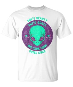 Outer Space Alien She's Beauty She's Grace Manga Raglan Unisex T-Shirt
