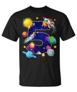 Outer Space Gift for 5th Birthday Party for Boys and Girls Unisex T-Shirt