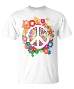 Peace Sign Colorful Flowers Hippie Retro 60S 70'S Gift Tank Top Unisex T-Shirt