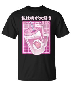 Peach Soda Kawaii Japanese Aesthetic Kanji Peach Drink Unisex T-Shirt