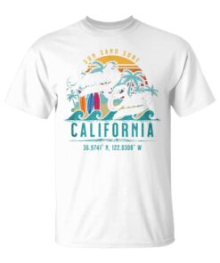 Retro Palm Trees Santa Cruz Beach California Sun Sand Surf Sleeveless Unisex T-Shirt