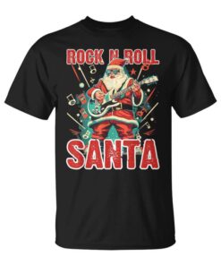 Rock N Roll Santa Claus Playing Guitar Christmas Unisex T-Shirt