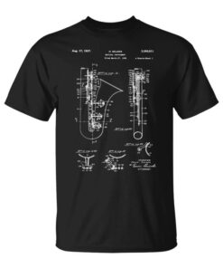 Saxophone Real Patent Design Funny Graphic Design Unisex T-Shirt