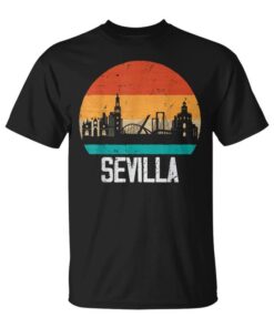 Seville Spain Retrointage Sunset Skyline Seville Unisex T-Shirt