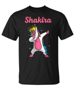 Shakira Personalized Name Birthday Dabbing Unicorn Queen Unisex T-Shirt