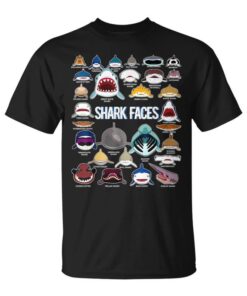 Shark Faces Type Of Shark Funny Gift Unisex T-Shirt