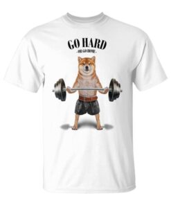Shiba Inu Dog Weight Lifting At Gym Unisex T-Shirt