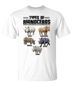 Types Of Rhino Funny Educational Animal Lover Rhinoceros Unisex T-Shirt