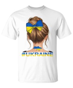 Ukrainian Girl Messy Bun With Ukraine Flag Unisex T-Shirt