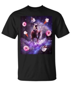 Unicorn With Pug Design From Outer Space Riding A Donut Wolf Unisex T-Shirt
