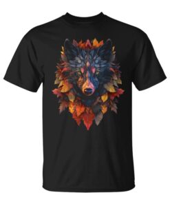 Wolf Autumn Leaves Animal Art Wolf Motif Unisex T-Shirt