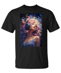 Woman With Headphones Abstract Art Music Dancing Lifestyle Unisex T-Shirt