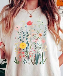 T-Shirt With A Colorful Wildflower Bouquet